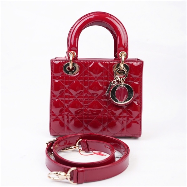 Túi Dior Lady đỏ bóng (15-MA-0253) szS (MV) KG+