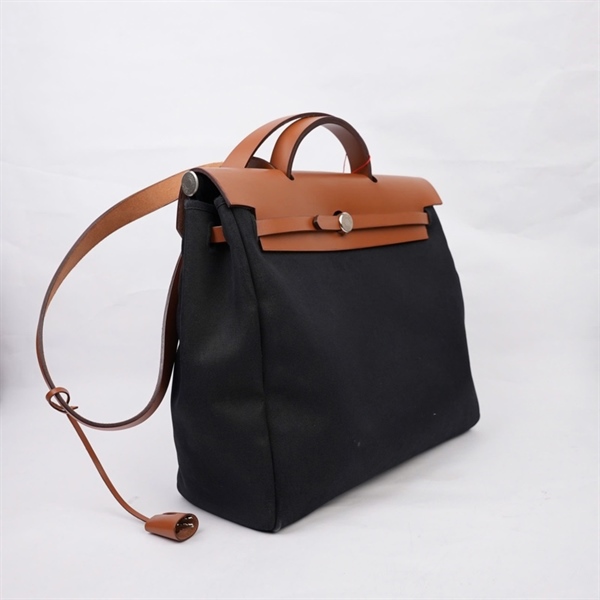 Túi Hermes Herbag đen nắp nâu kèm 2 chìa sz37 (MV) KG+