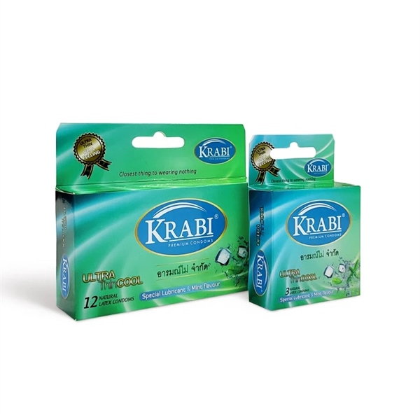 BCS Krabi siêu mỏng hương Bạc hà - Ultrathin cool (H*12hộp bé*12cái) - NK & PP Dalitek