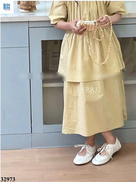 32973- Đầm cốm 2 tầng