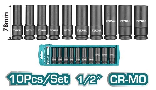 Bộ 10 đầutuýp Deep Impact DR 1/2 Inch TOTAL - THKISD12102L