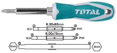 Bộ tua vít 6 đầu TOTAL - THT2506076