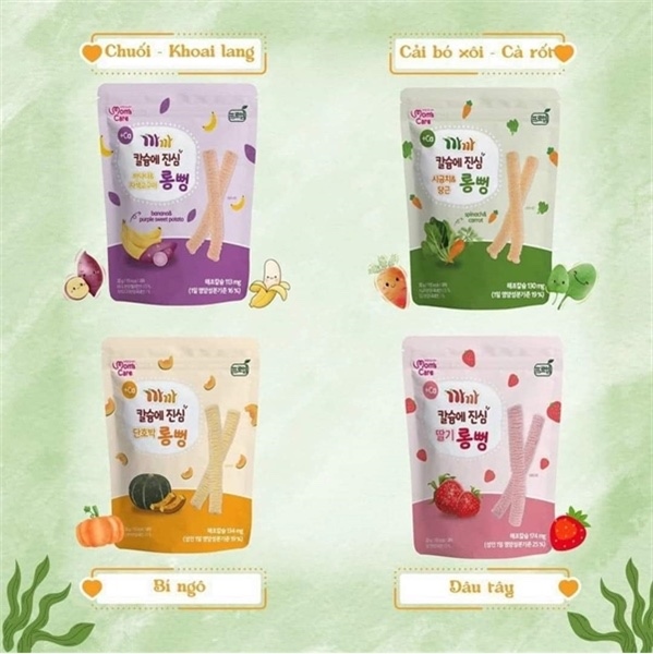 Bánh Gạo Lứt Canxi Thanh Dài Mom Care Vị Dâu Tây 30g