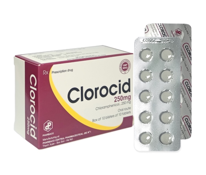 Thuốc Clorocid Cloramphenicol 250mg TW1 Pharbaco Điều trị nhiễm khuẩn do vi khuẩn (Hộp 10 vỉ x 10 viên)