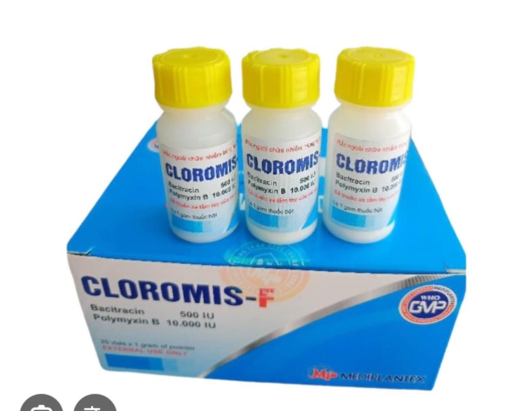 Thuốc Cloromis - F Bacitracin 500 IU Mediplantex Điều trị và chống nhiễm trùng ngoài da (H*20lọ)