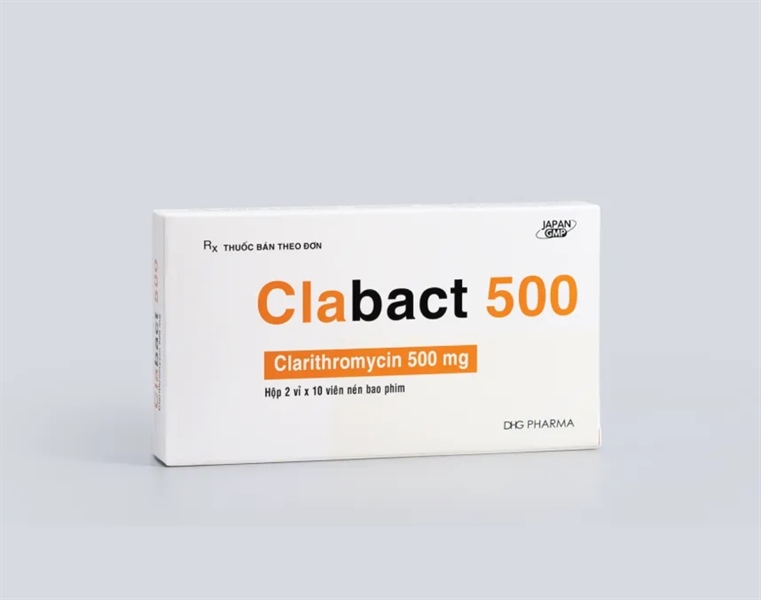 Clarithromycin 500mg (Clabact 500mg) (Hộp 2vỉ x 10viên) - CTCP Dược Hậu Giang - CNNMDP DHG tại Hậu Giang