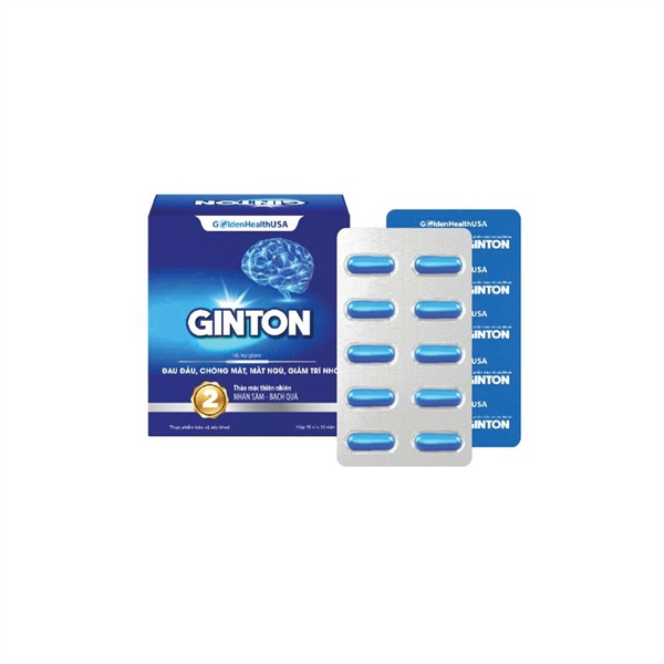 Ginton (Đau đầu, chóng mặt, mất ngủ, giảm trí nhớ) (H*10vỉ*10viên) - Golden health USA