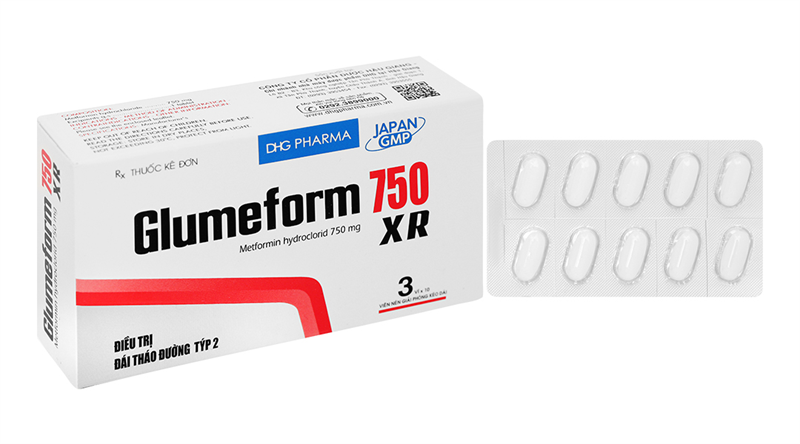 Glumeform 750 XR (Metformin 750mg) (Hộp 3 vỉ x 10 viên) - CTCPD Hậu Giang