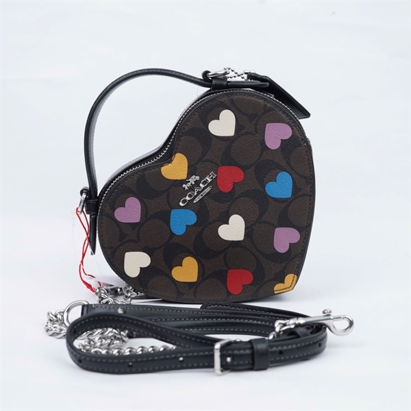 Túi Coach nâu trái tim sz17 (QN) KG+