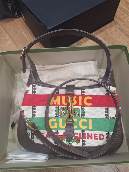 Túi GG Jackie 1961 nude họa tiết in chữ (636706-486628) sz27 (BMC)+