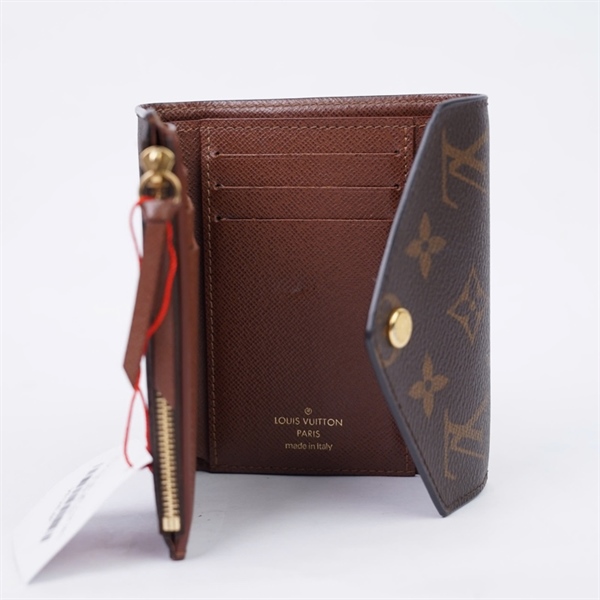 Ví LV hoa nâu gập 3 nút vàng (FH5210) KG+