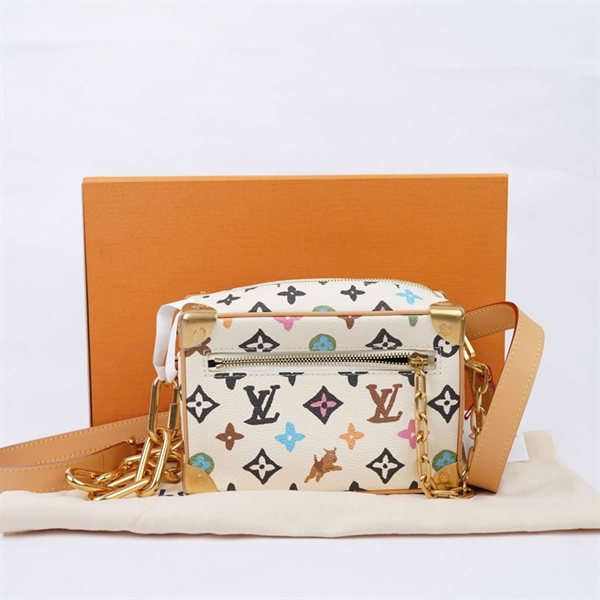 Túi LV Soft Trunk trắng hoa nhiều màu sz18 (A-T) KG+