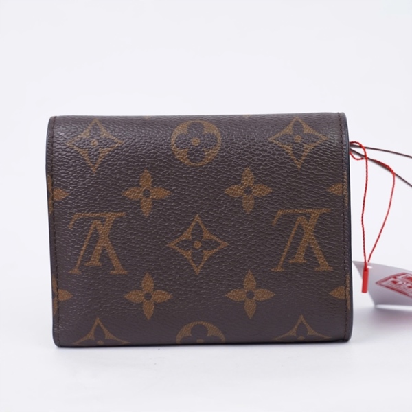Ví LV hoa nâu gập 3 nút vàng (FH5210) KG+
