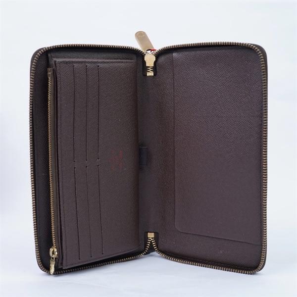 Ví LV zip ô vuông nâu (CA0039) (LT) KG+