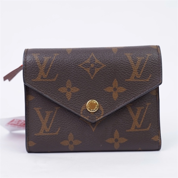 Ví LV hoa nâu gập 3 nút vàng (FH5210) KG+