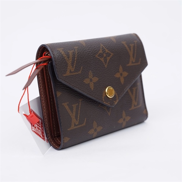 Ví LV hoa nâu gập 3 nút vàng (FH5210) KG+