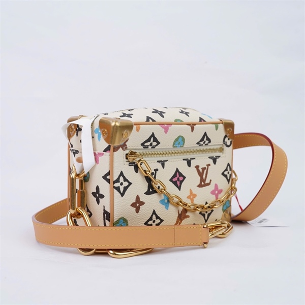 Túi LV Soft Trunk trắng hoa nhiều màu sz18 (A-T) KG+