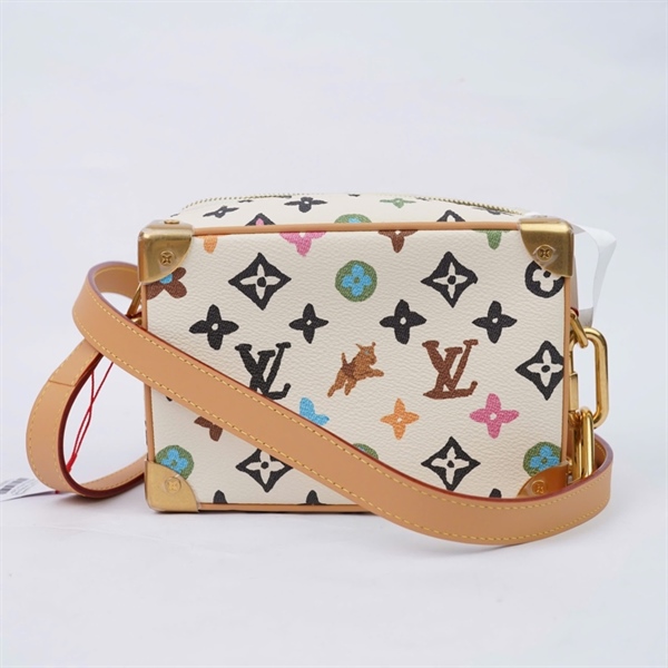 Túi LV Soft Trunk trắng hoa nhiều màu sz18 (A-T) KG+