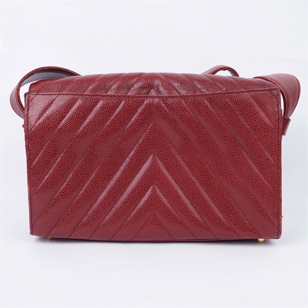 Túi Chanel đỏ đô logo vàng sz28 +