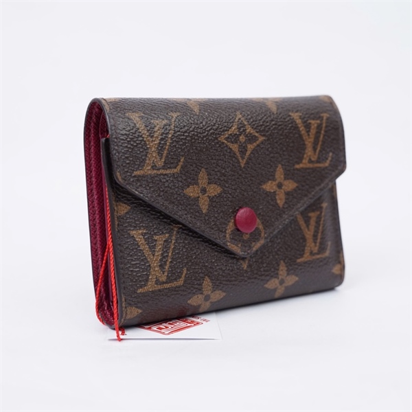 Ví LV hoa nâu gập 3 nút tím (LT) KG+