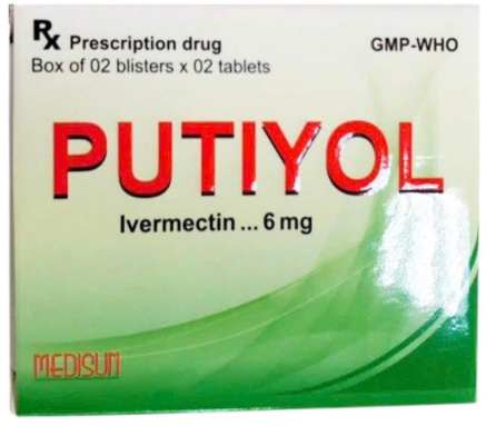 Putiyol Ivermectin 6mg (Thuốc điều trị bệnh giun) (Hộp 2 vỉ x 2 viên) - Medisun/Song Hân 2