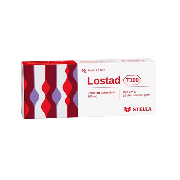 Lostad T100 (Losartan kaki 100mg) (Hộp 3vỉ x 10viên) - CT TNHHLD Stellapharm Chi nhánh 1