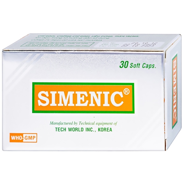 Simenic (Alverin 40mg + Simethicon 100mg) (Hộp 3 vỉ x 10viên) - USA-NIC (Phúc Lâm)