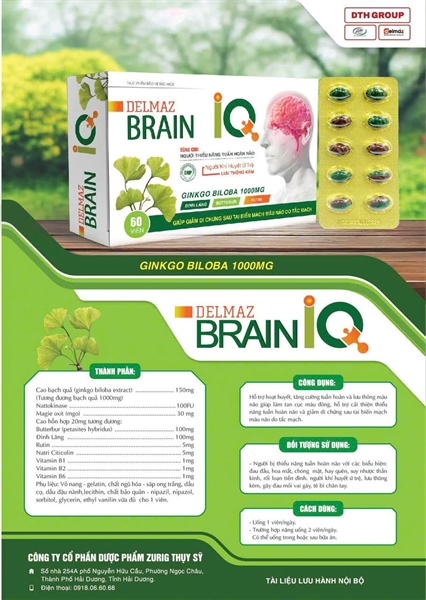 Viên uống bổ não Delmaz Brain IQ (Hộp 6 vỉ x 10 viên) - Denmark/Zurig