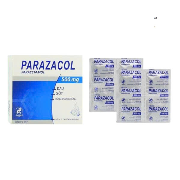 Parazacol 500mg (Paracetamol 500mg) (H*4vỉ xé*4 viên) - TW1