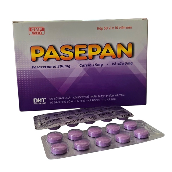 PASEPAN (Paracetamol 300mg - cafein 15mg - vỏ sữa 5mg)(H*50vỉ*10viên) - Hà Tây