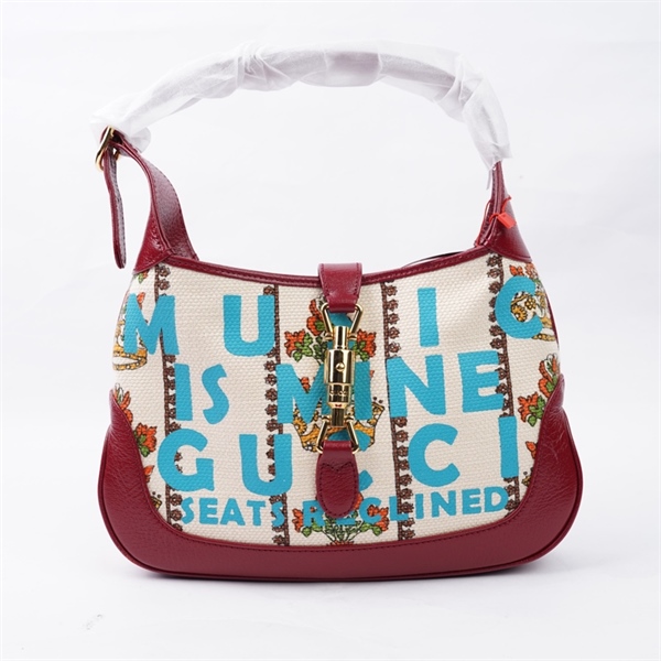 Túi GG Jackie 1961 nude viền đỏ in chữ (636706-213317) sz27 (HT)+