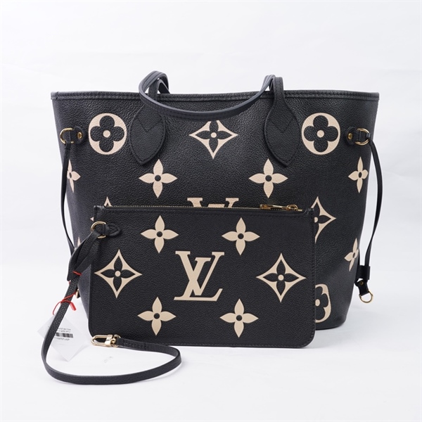 Túi LV Neverfull đen hoa trắng kèm ví sz32 (HT)+