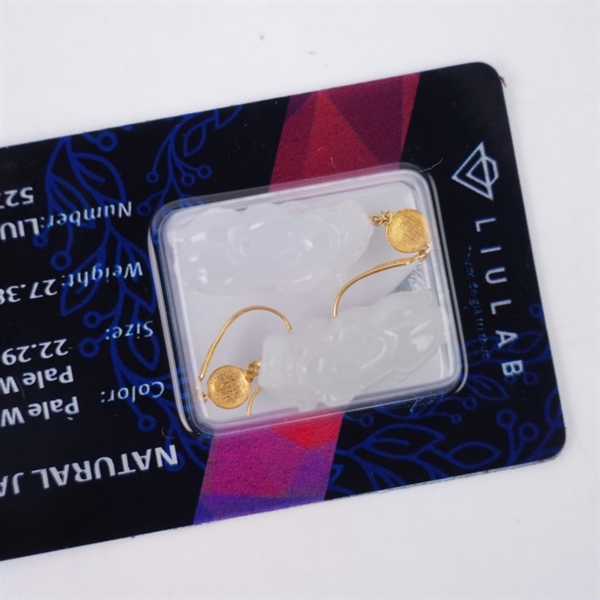 Bông tai tỳ hưu băng bạch ngọc My (527957) KG+