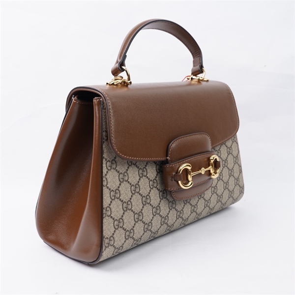 Túi GG Horsebit 1955 xám nắp nâu 2 strap (702049-480028) sz29 (HT)+