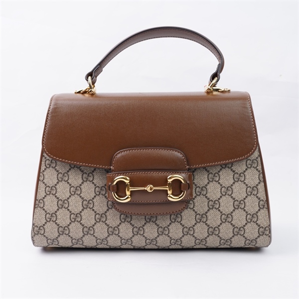 Túi GG Horsebit 1955 xám nắp nâu 2 strap (702049-480028) sz29 (HT)+