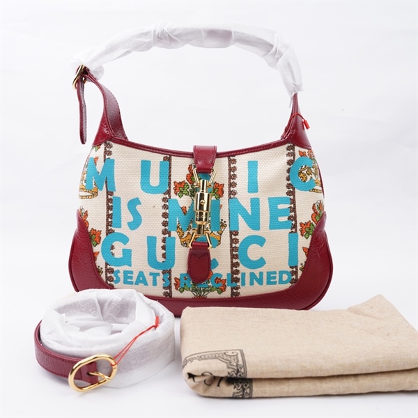 Túi GG Jackie 1961 nude viền đỏ in chữ (636706-213317) sz27 (HT)+