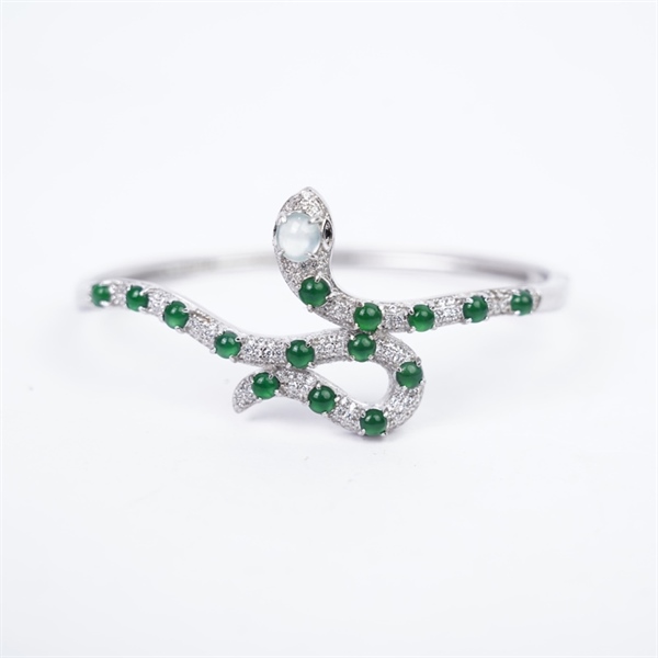 Kiềng bạc đính cẩm hình rắn Gua KG+