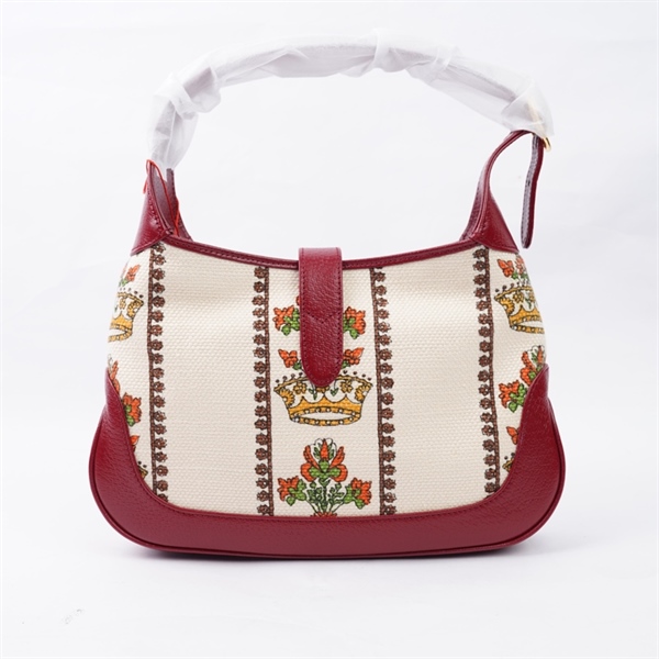 Túi GG Jackie 1961 nude viền đỏ in chữ (636706-213317) sz27 (HT)+