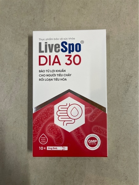 Thực phẩm bổ sung Livespo DIA 30 hỗ trợ giảm các triệu chứng tiêu chảy cấp tính, rối loạn tiêu hoá (10 ống x 5ml)