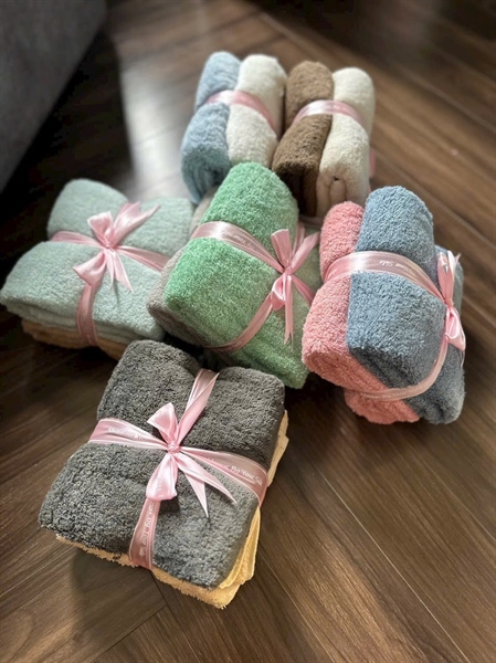 S58- KH2525Set 2 Khăn Cotton Mix Màu 50x100cm 420gr/set