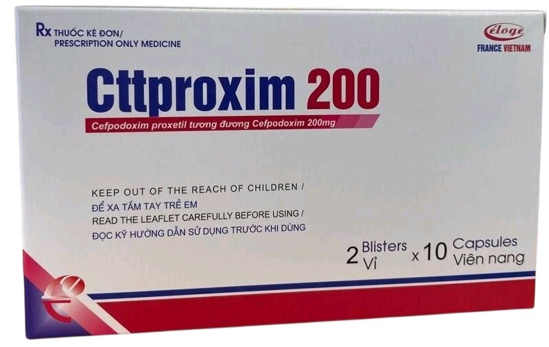 Cefpodoxim 200mg (Cttproxim 200) (Hộp 2 vỉ x 10 viên) - Eloge France VN