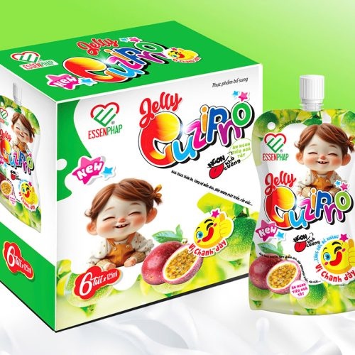 Thạch Jelly Cuzipno vị chanh dây (Hộp 6 túi x 125ml) - Essenphap