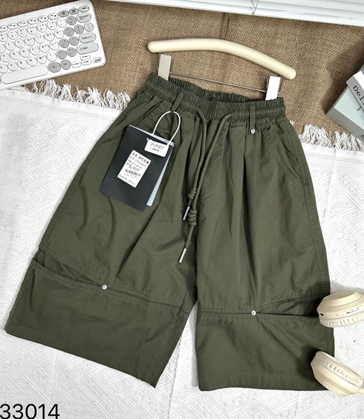 33014-Quần Short Kaki Mềm Dây Rút RÊU