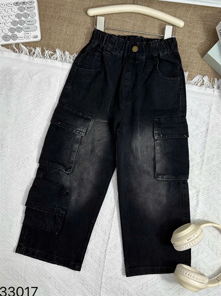 33017-Quần Jean Dài Túi Hộp ĐEN
