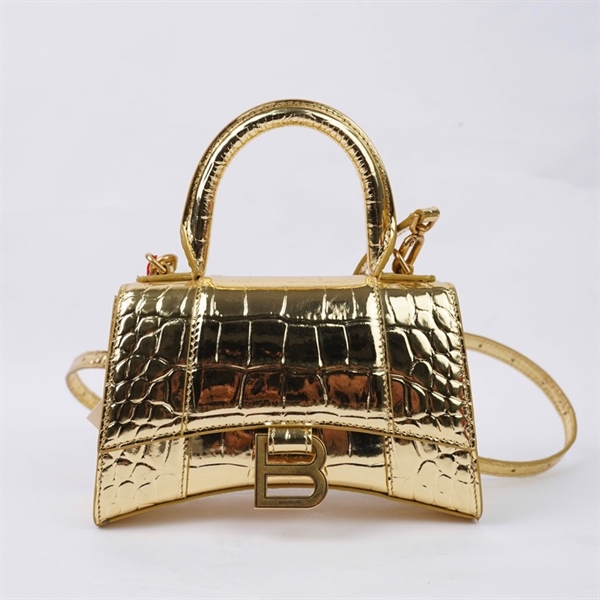 Túi Balenciaga Hourglass vàng bóng sz18 KG+