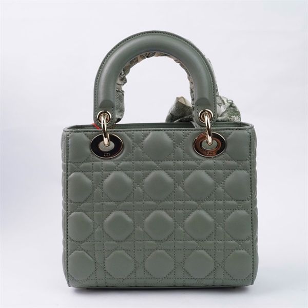 Túi Dior Lady xanh xám kèm khăn (01-RU-0291) szS KG+