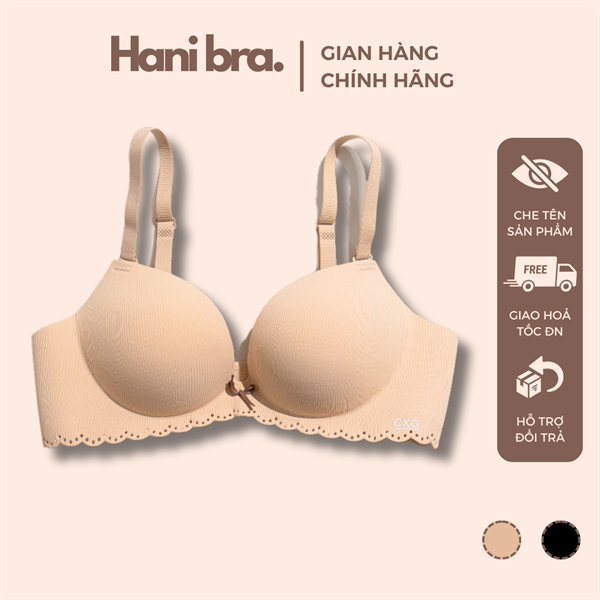 Áo Ngực Nữ Không Gọng, Áo Lót Gân Tăm Đính Nơ Su Đúc Đệm Bàn Tay Nâng Ngực 2,5 cm