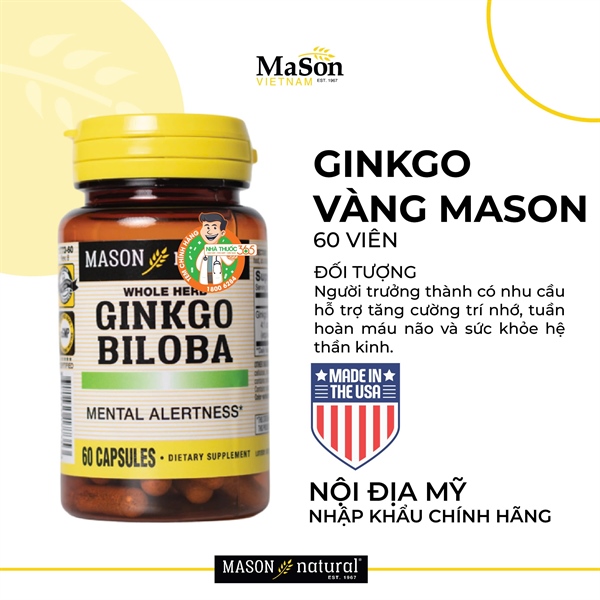 Mason Ginkgo biloba (Lọ*60viên) - USA