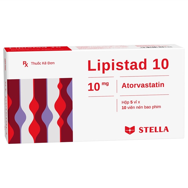 Lipistad 10 (Atorvastatin 10mg) (Hộp 5 vỉ x 10 viên) - Stella