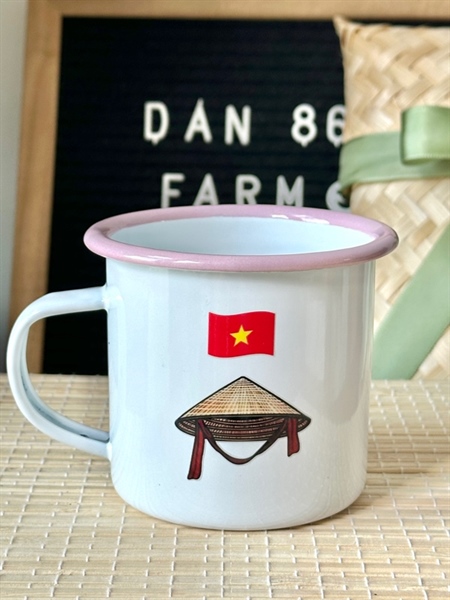 Ly sắt tráng men Trắng nón lá